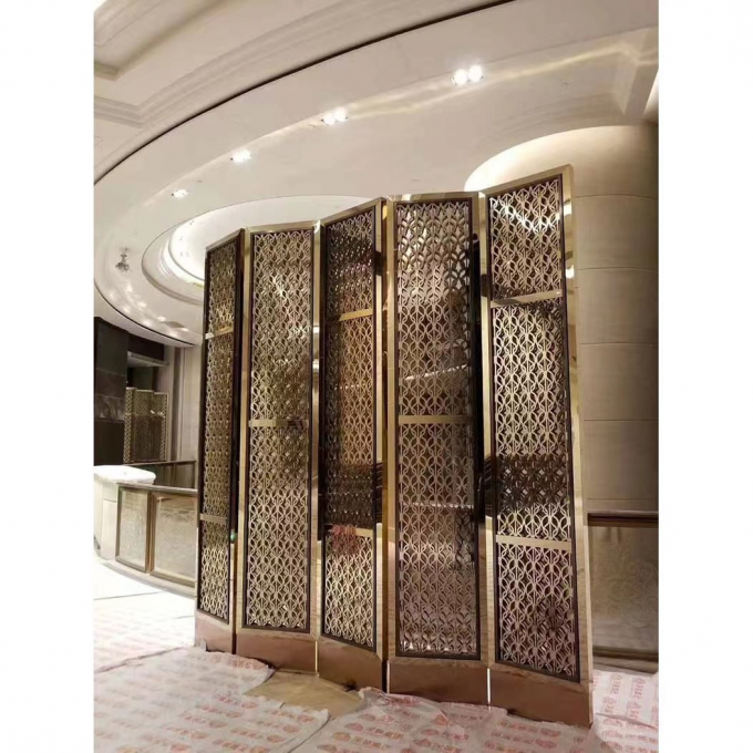 Light Luxury Room Divider Partition Stainless Steel Hotel Metal Room Divider 1