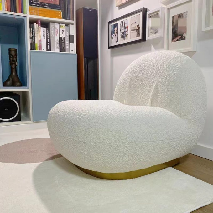 Living Room Round Banquette Sofa Bedroom Hotel Modern Lamb Fleece Round Seat Sofa 2