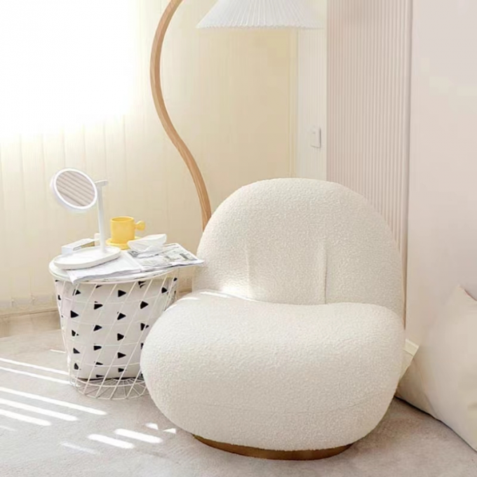 Living Room Round Banquette Sofa Bedroom Hotel Modern Lamb Fleece Round Seat Sofa 1
