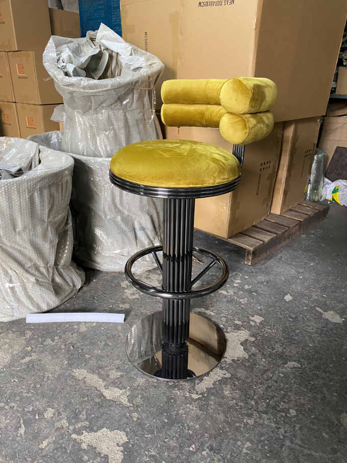 Luxury High Backrest Chair Coffee Stainless Steel Bar Chair High Stool For Restaurant 0