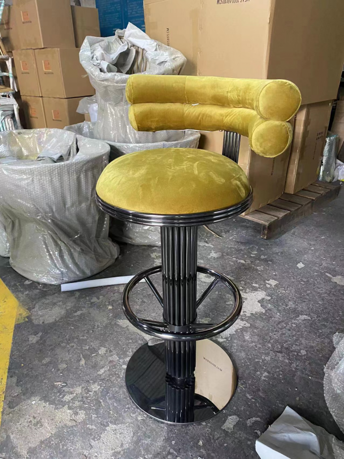 Luxury High Backrest Chair Coffee Stainless Steel Bar Chair High Stool For Restaurant 1