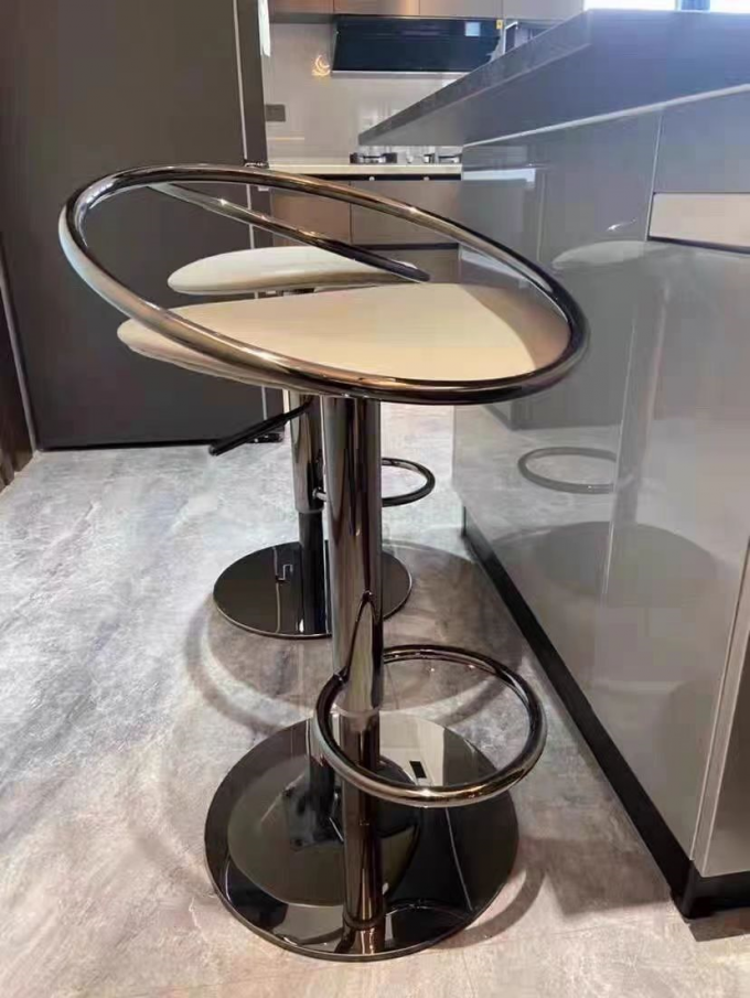 Luxury High Backrest Chair Coffee Stainless Steel Bar Chair High Stool For Restaurant 4