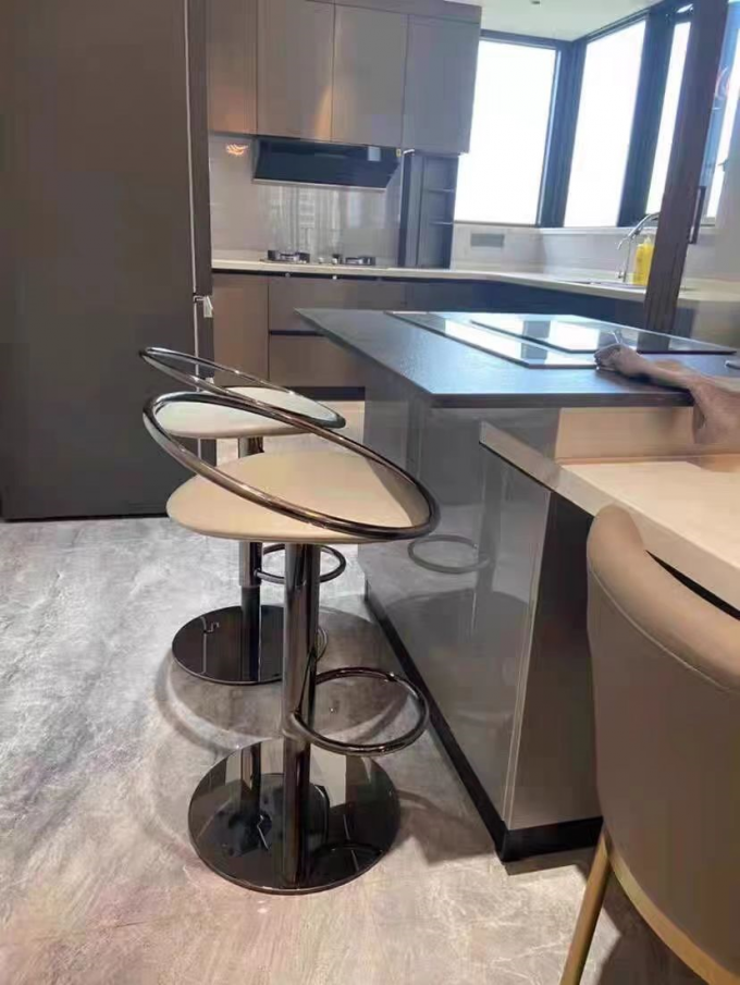 Luxury High Backrest Chair Coffee Stainless Steel Bar Chair High Stool For Restaurant 3