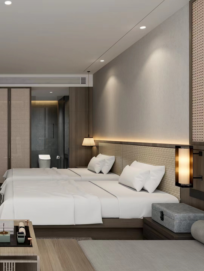 Classic Hotel Double Bed Modern Solid Wood King Bed 4