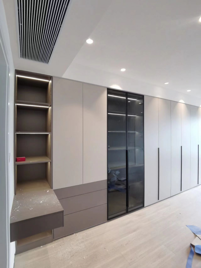 Door Invisible Oak Handle Hotel Modern White Cabinet 1