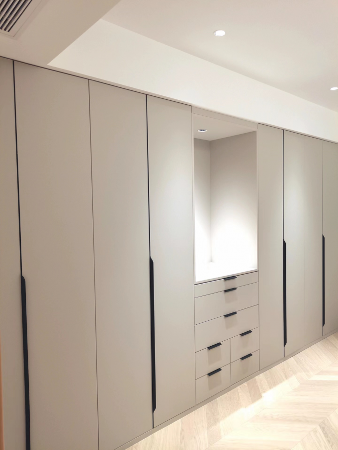 Door Invisible Oak Handle Hotel Modern White Cabinet 2