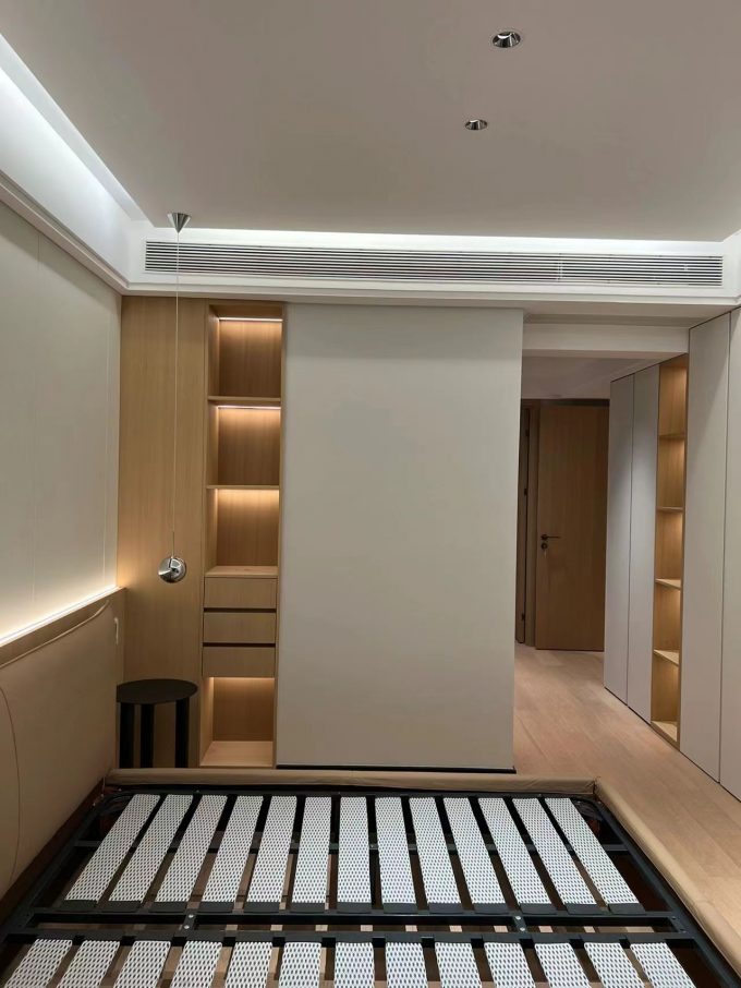 Modern Walnut Hotel Room Wardrobe With Dresser All In One 1