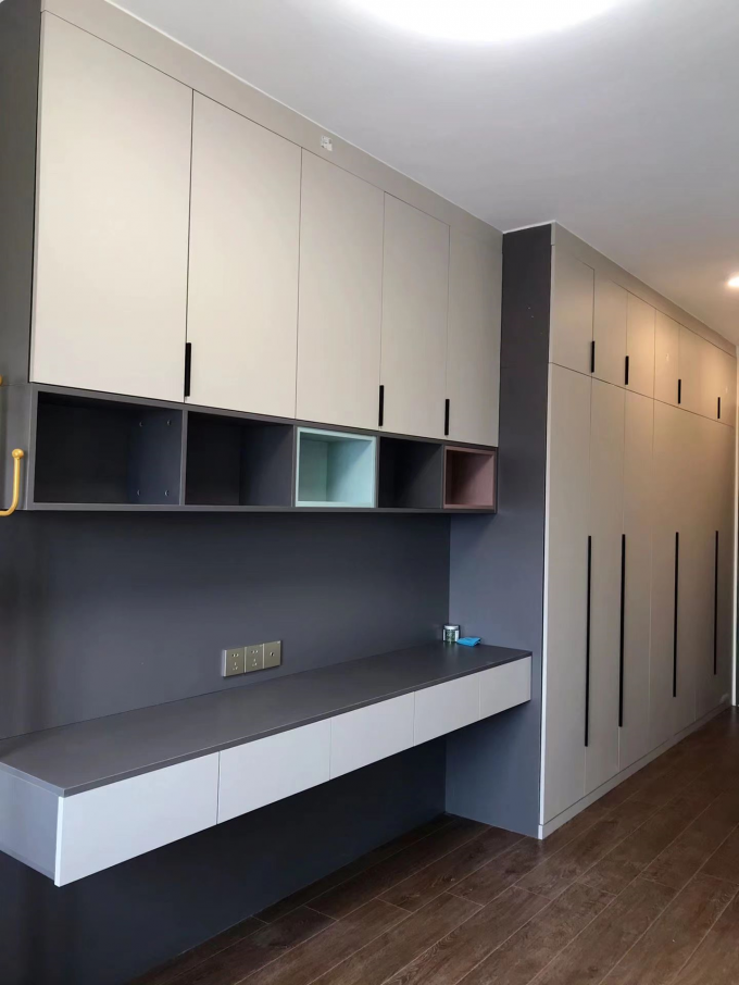 Modern Walnut Hotel Room Wardrobe With Dresser All In One 3