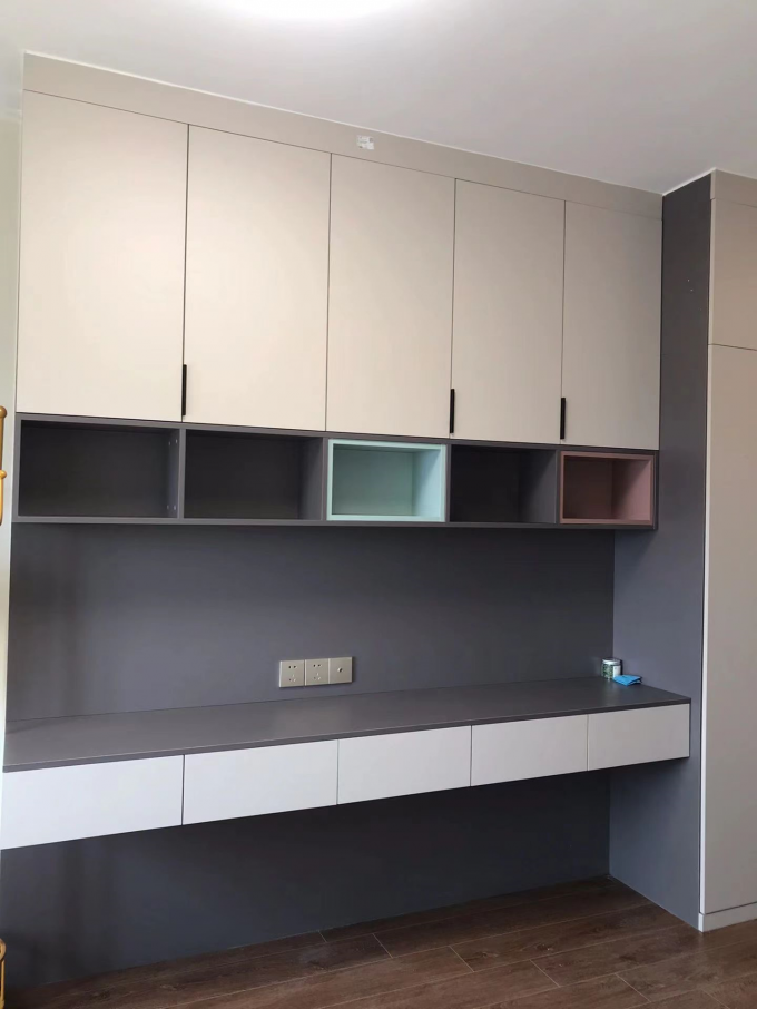 Modern Walnut Hotel Room Wardrobe With Dresser All In One 4