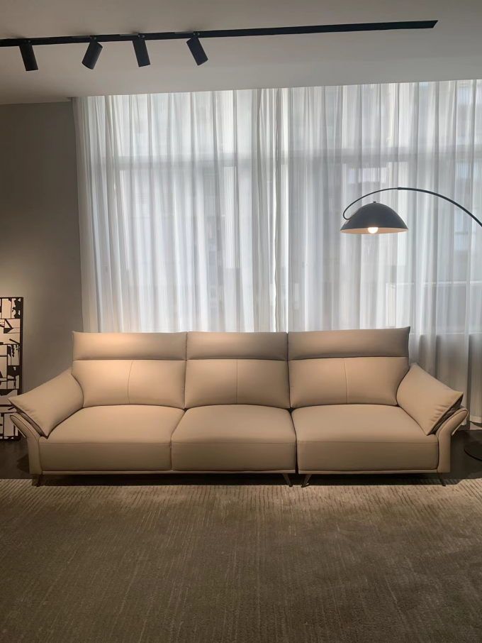 Bend Sponge Custom Sofa Bed Blue Leather 3.25m For Hotel Home 0