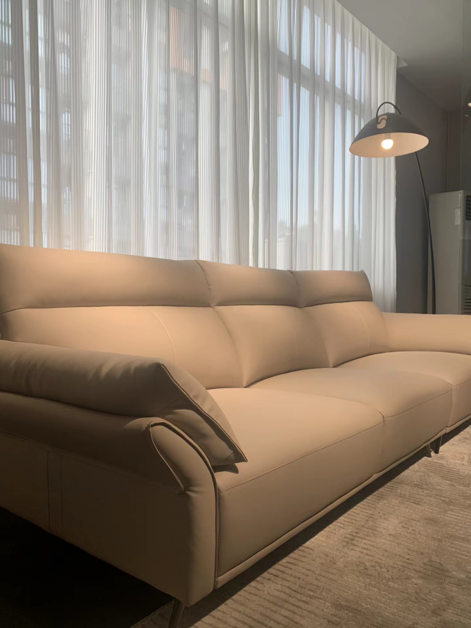 Bend Sponge Custom Sofa Bed Blue Leather 3.25m For Hotel Home 1