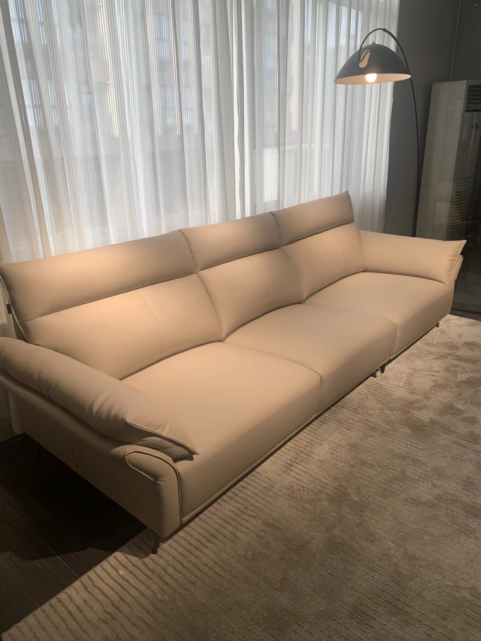 Bend Sponge Custom Sofa Bed Blue Leather 3.25m For Hotel Home 2