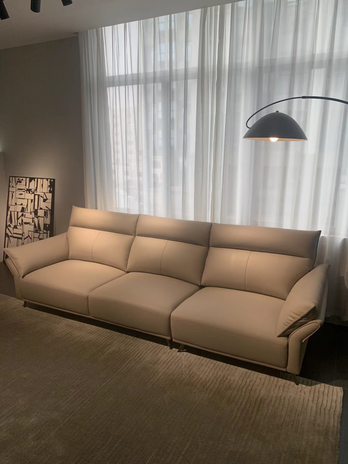 Bend Sponge Custom Sofa Bed Blue Leather 3.25m For Hotel Home 3