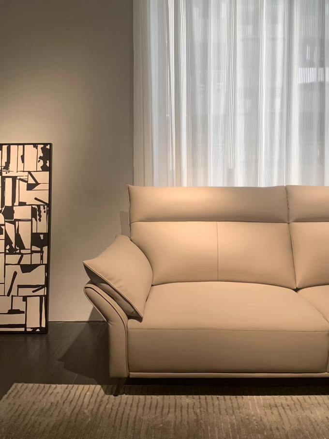 Bend Sponge Custom Sofa Bed Blue Leather 3.25m For Hotel Home 4