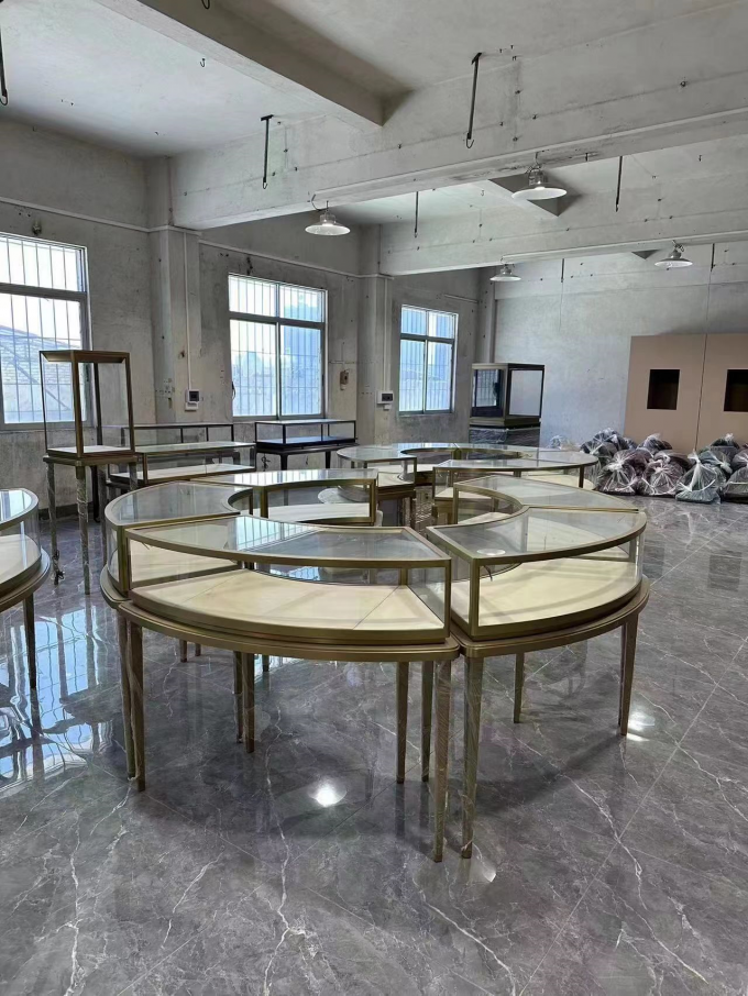 Custom Modern Jewelry Display Showcase Round Counter Top Cabinet 3