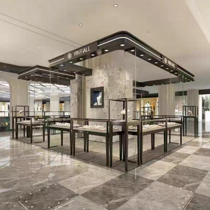 Round Curved Jewelry Display Cabinet Oval jewellery glass counter Custom 0