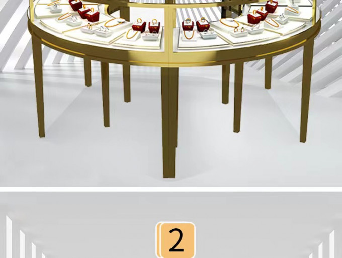 Round Curved Jewelry Display Cabinet Oval jewellery glass counter Custom 3