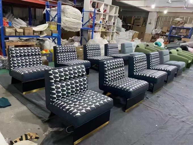 Black White Texture Custom Sofa Bed With Metal Leisure Chair 0