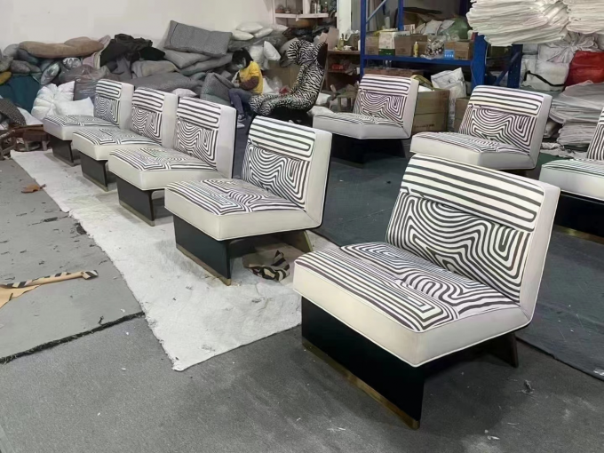 Black White Texture Custom Sofa Bed With Metal Leisure Chair 1