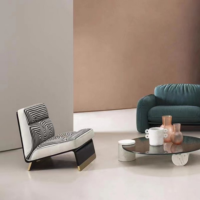 Black White Texture Custom Sofa Bed With Metal Leisure Chair 2