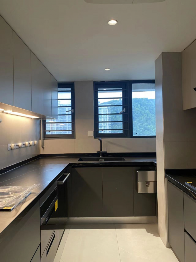 Modern Stainless Steel Cabinets Quartz Facet Home Kitchen Cabinet Custom 0