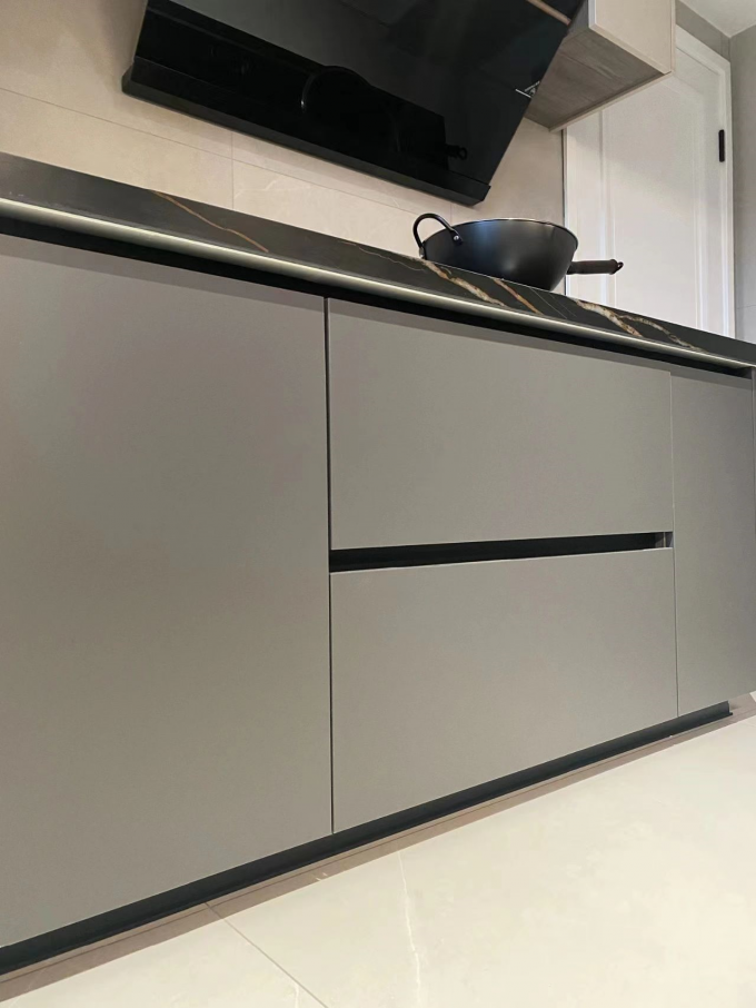 Modern Stainless Steel Cabinets Quartz Facet Home Kitchen Cabinet Custom 1