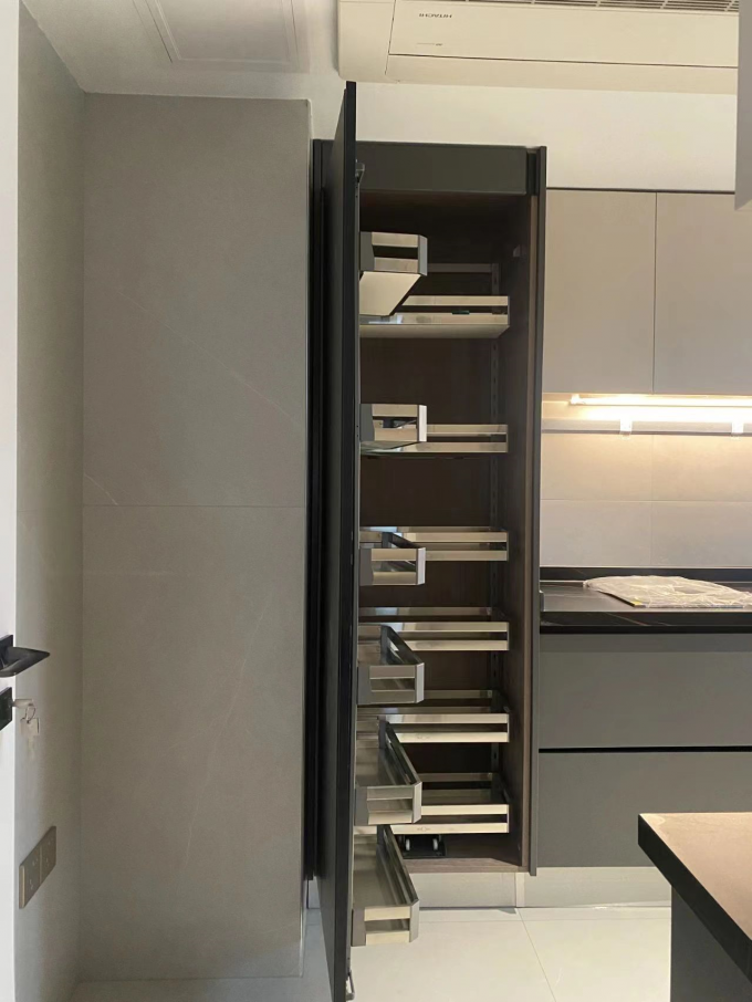 Modern Stainless Steel Cabinets Quartz Facet Home Kitchen Cabinet Custom 2