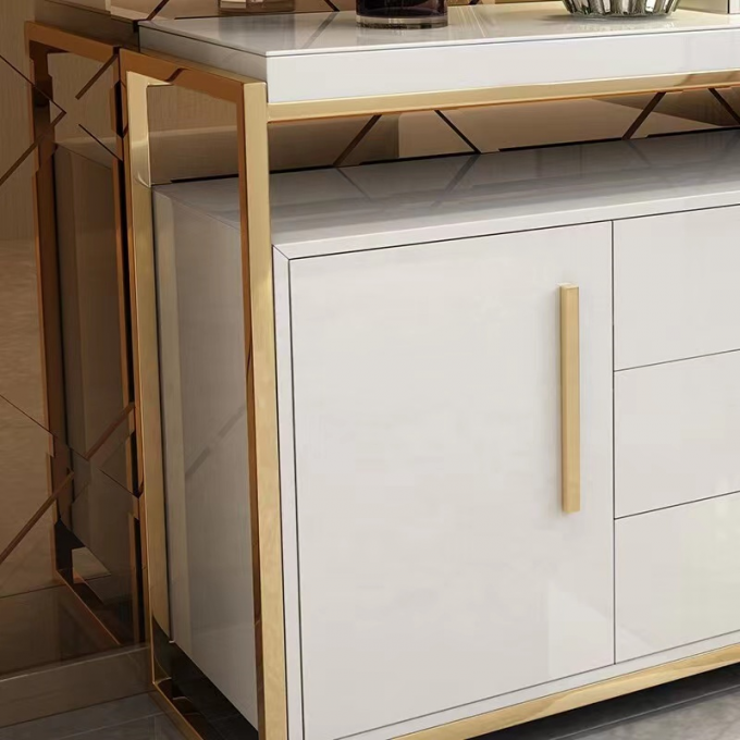 Modern Marble Sideboard Cabinet Stainless Steel Paint Customization 0