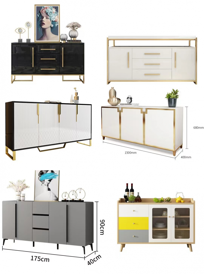Modern Marble Sideboard Cabinet Stainless Steel Paint Customization 2