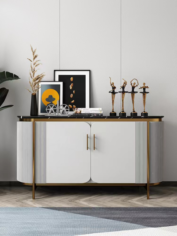 Luxury Dining Side Cabinet Cupboard Restaurant Stainless Steel Sideboard Furniture 1