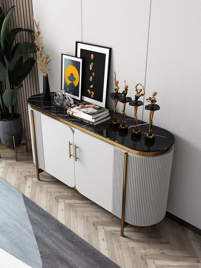 Luxury Dining Side Cabinet Cupboard Restaurant Stainless Steel Sideboard Furniture 3