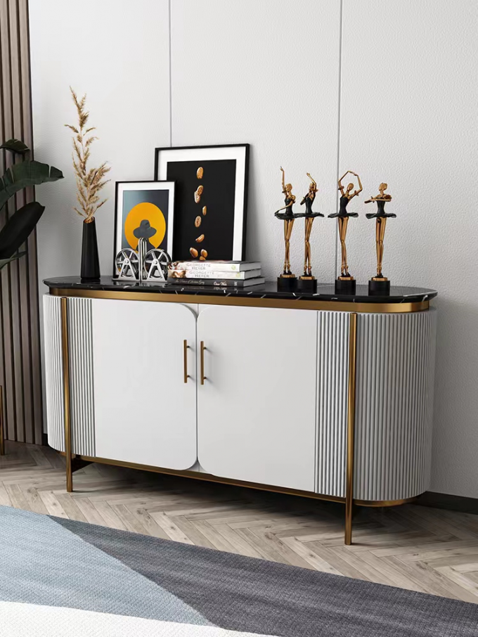 Luxury Dining Side Cabinet Cupboard Restaurant Stainless Steel Sideboard Furniture 4