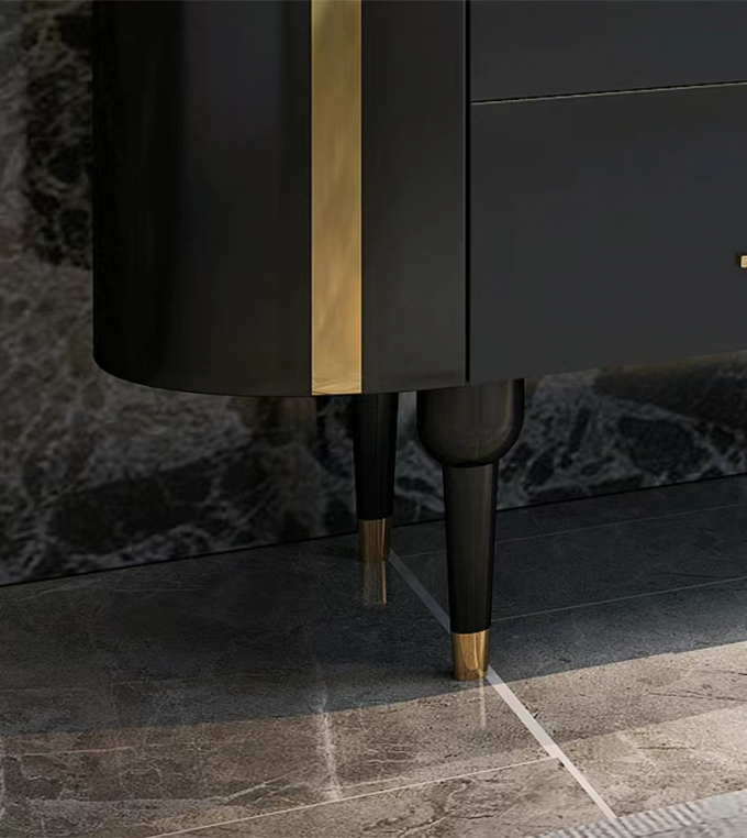 Noble Black Luxury Sideboard Cabinets Titanium Enamel Stainless Steel Four Feet Custom 1