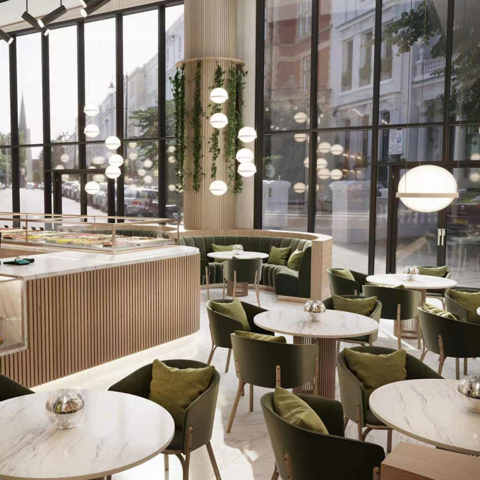 Modern Hotel Restaurant Furniture Set Booth Round Circle Restaurant Tables 2