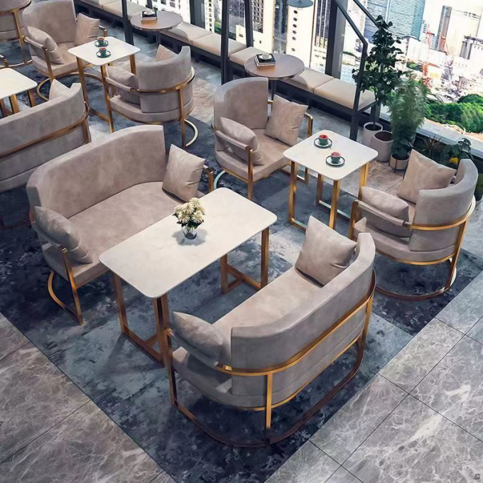 Metal Frame Commercial Cafe Table And Chairs 2