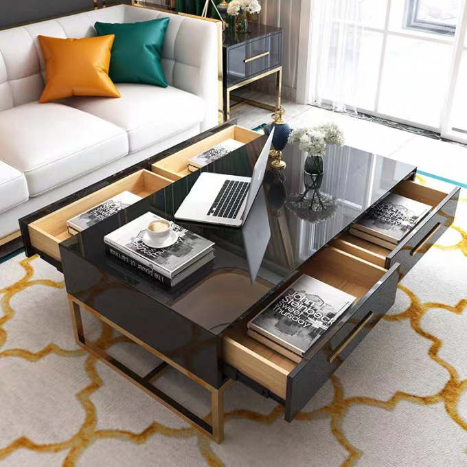 Modern Light Luxury Stainless Steel Lacquer Dressing Table TV Cabinet Combination 3