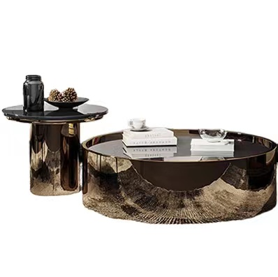 Light Luxury Oval Metal Coffee Table Combination Custom Luxury Modern Coffee Tables 0