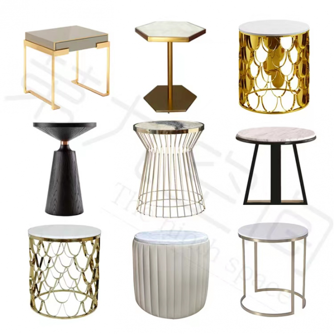 Versatile Upholstery Polygon Wire Table Rock Plate Table With Stainless Steel Gilt 0