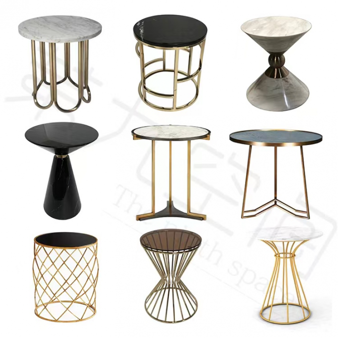 Versatile Upholstery Polygon Wire Table Rock Plate Table With Stainless Steel Gilt 1