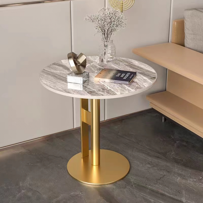 Stainless Steel Bracket Hotel Bedroom Furniture Simple Rock Plate Table Facet Shaped 0