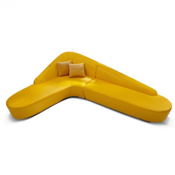 Luxury Curved  Hotel Lobby Furniture Reception Moon Modular Sectional Sofa 0