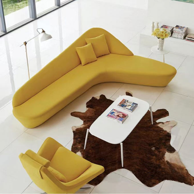 Luxury Curved  Hotel Lobby Furniture Reception Moon Modular Sectional Sofa 1