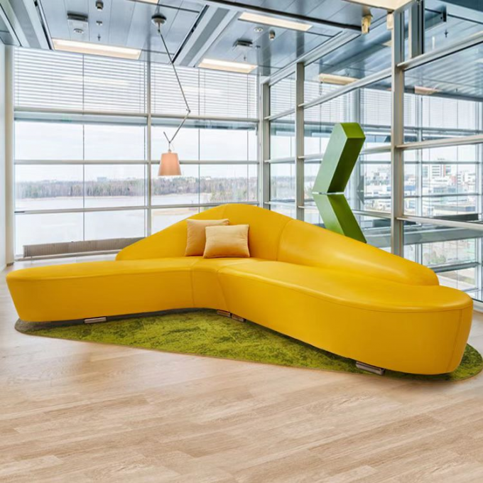 Luxury Curved  Hotel Lobby Furniture Reception Moon Modular Sectional Sofa 2