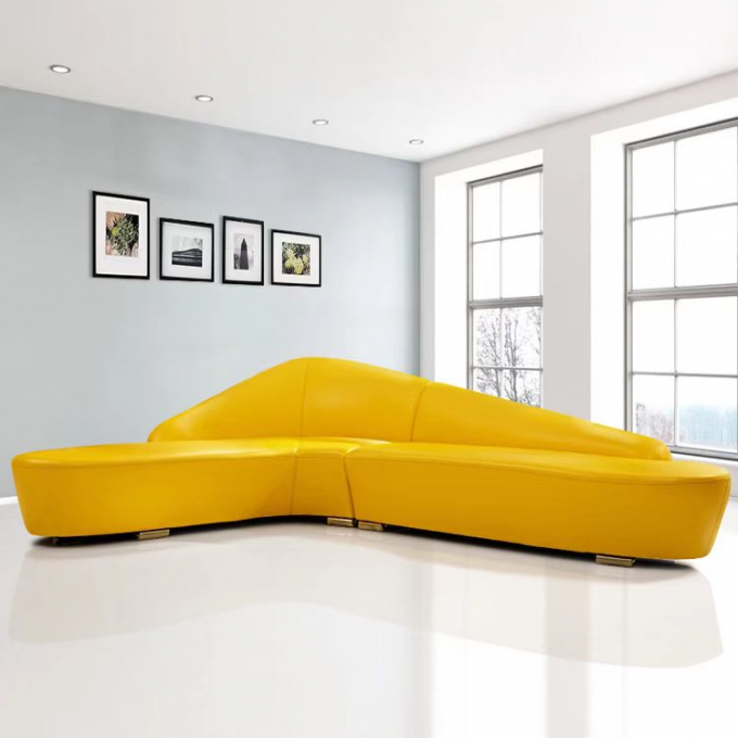 Luxury Curved  Hotel Lobby Furniture Reception Moon Modular Sectional Sofa 4