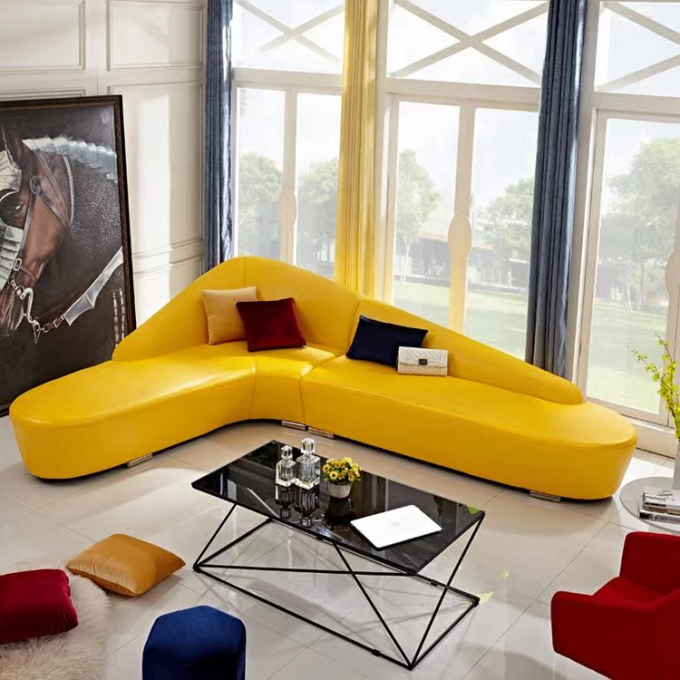 Luxury Curved  Hotel Lobby Furniture Reception Moon Modular Sectional Sofa 3