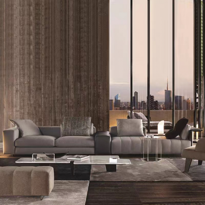 Modern Hotel Lobby Furniture Module Large Flat Floor Piano Wedge Sofa 1