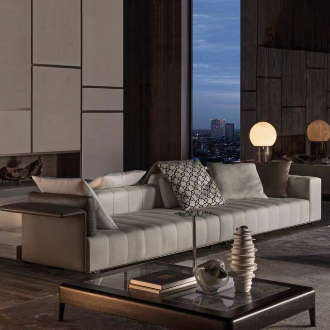 Modern Hotel Lobby Furniture Module Large Flat Floor Piano Wedge Sofa 2