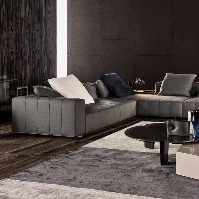 Modern Hotel Lobby Furniture Module Large Flat Floor Piano Wedge Sofa 4