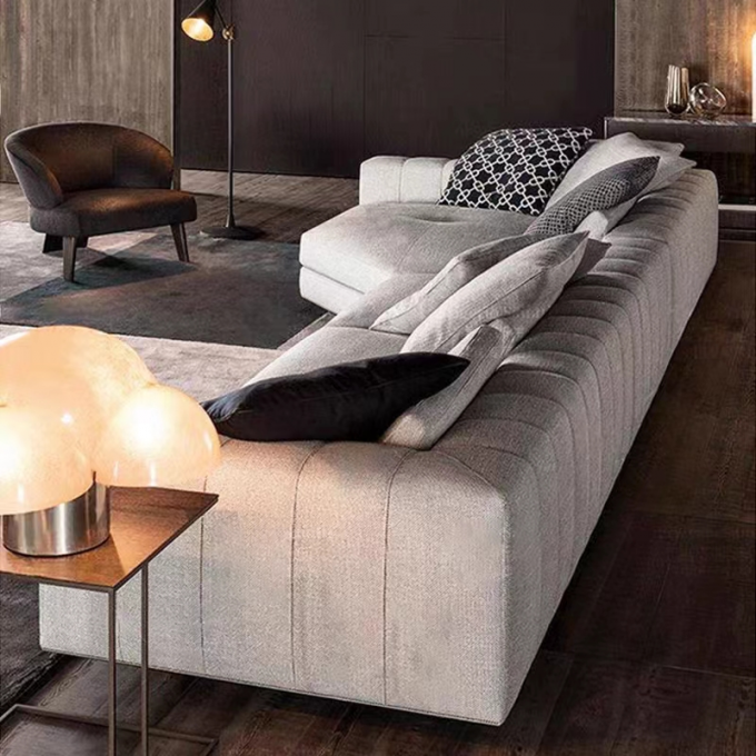 Modern Hotel Lobby Furniture Module Large Flat Floor Piano Wedge Sofa 5