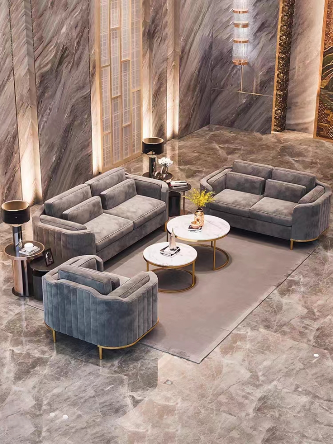 Lobby Sofa Set Combination Modern Velvet Sofa Chair 3